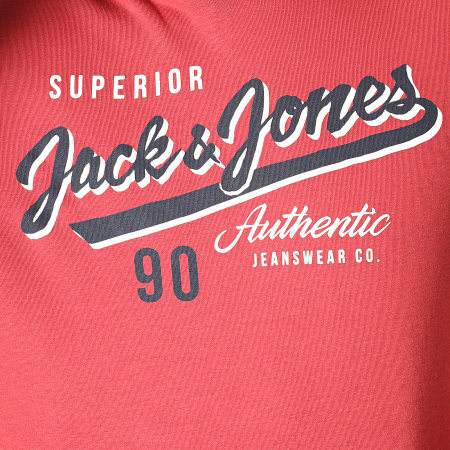 Jack And Jones - Sweat Capuche Logo Rouge Brique