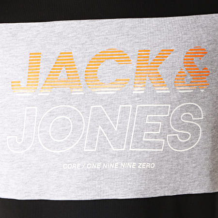 Jack And Jones - Sweat Capuche Jonah Noir Gris Clair Chiné Orange
