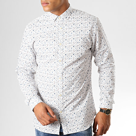 Jack And Jones - Chemise Manches Longues Blackpool Blanc Floral