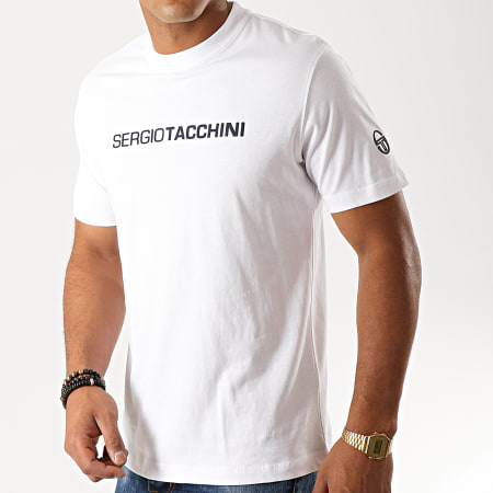 Sergio Tacchini - Tee Shirt Robin 017 37385 Blanc Bleu Marine