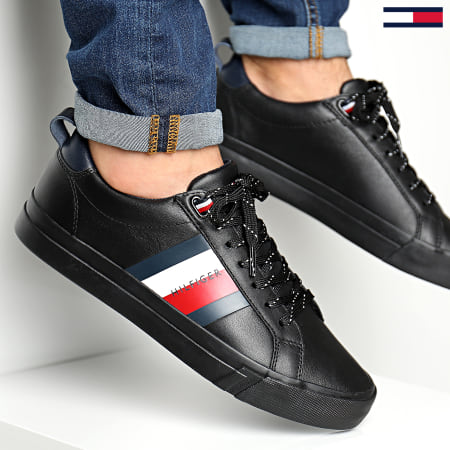 Tommy Hilfiger - Baskets Flag Detail Leather Sneaker FM0FM02576 Blanc