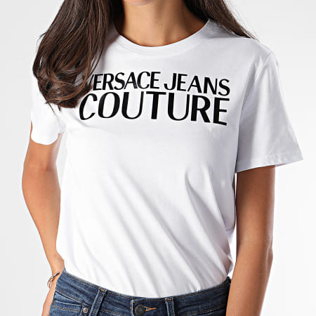Versace Jeans Couture - Tee Shirt Femme Logo 2 B2HUA7FT-36255 Blanc Noir