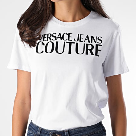 Versace Jeans Couture - Tee Shirt Femme Logo 2 B2HUA7FT-36255 Blanc Noir