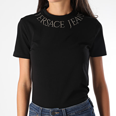 Versace Jeans Couture - Tee Shirt Femme Avec Strass B2HUA7CK-36278 Noir Doré