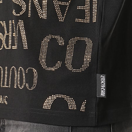 Versace Jeans Couture - Tee Shirt Strass B3GUA7GA Noir Doré