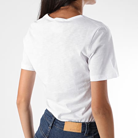 Versace Jeans Couture - Tee Shirt Col V Femme B2HUA7IT-30212 Blanc Chiné Doré