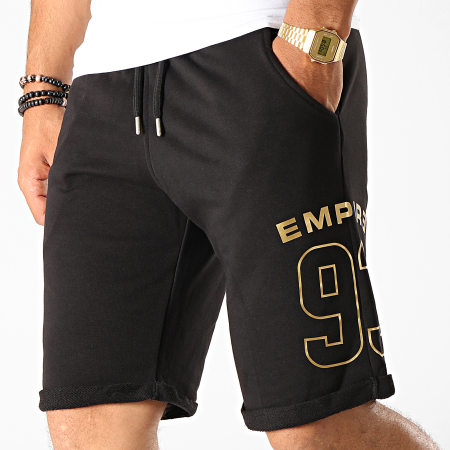 93 Empire - Pantaloncini da jogging con pettorina in oro nero