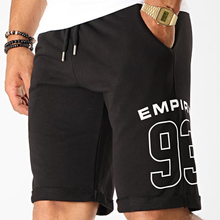 93 Empire - Pantaloncini da jogging con pettorina bianca e nera