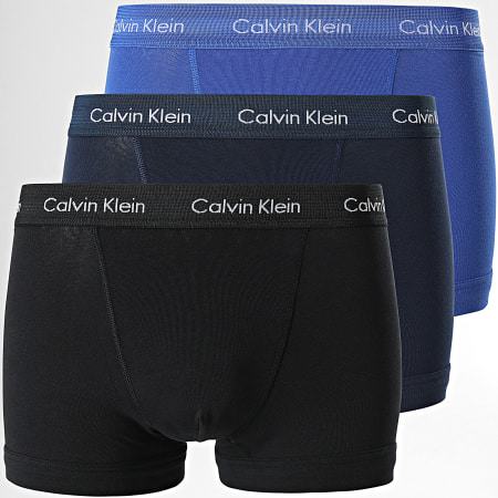 Calvin Klein - Set di 3 boxer in cotone elasticizzato U2662G Nero Royal Blue Navy
