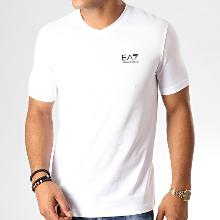 EA7 Emporio Armani - Tee Shirt Col V 8NPT53-PJM5Z Blanc