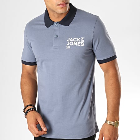 Jack And Jones - Polo Manches Courtes Town Bleu Clair Bleu Marine Blanc