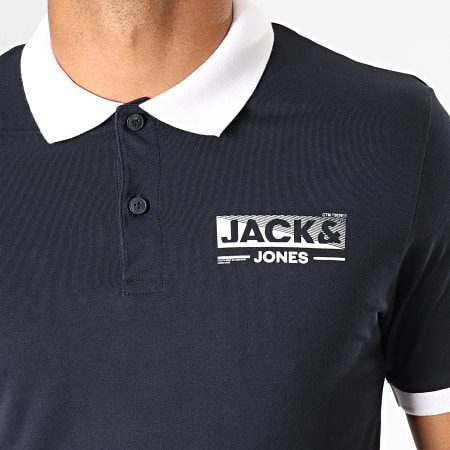 Jack And Jones - Polo Manches Courtes Town Bleu Marine Blanc