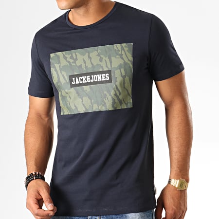Jack And Jones - Tee Shirt Camouflage Raimi Bleu Marine Vert Kaki Blanc