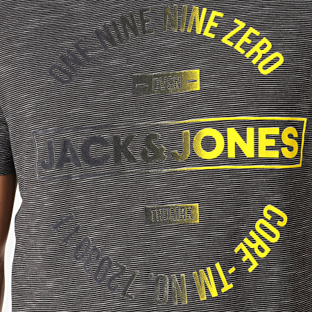 Jack And Jones - Tee Shirt A Rayures Mick Noir Blanc Jaune