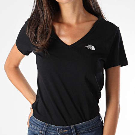 The North Face - Tee Shirt Slim Femme Col V Simple Dome A3H6 Noir
