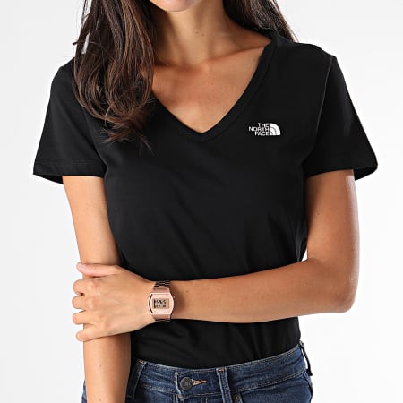 The North Face - Tee Shirt Slim Femme Col V Simple Dome A3H6 Noir