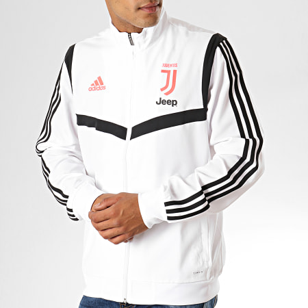 Adidas Sportswear - Veste Zippée A Bandes Juventus Presentation DX9114 Blanc Noir Corail Fluo