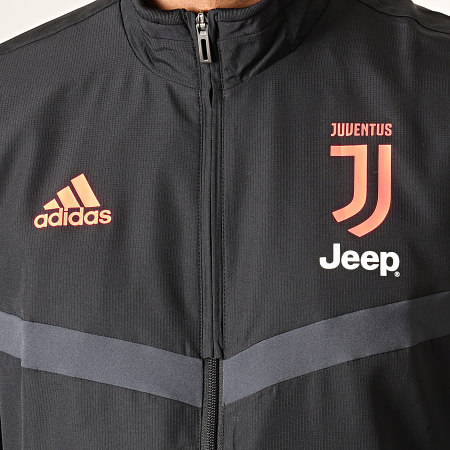 Adidas Sportswear - Veste Zippée A Bandes Juventus Presentation DX9113 Noir Blanc Corail Fluo 