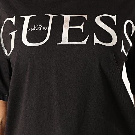 Guess - Tee Shirt Femme W94I70-JA900 Noir Argenté