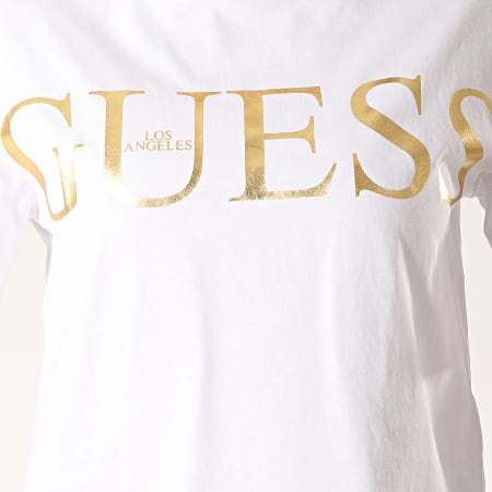 Guess - Tee Shirt Femme W94I70-JA900 Blanc Doré