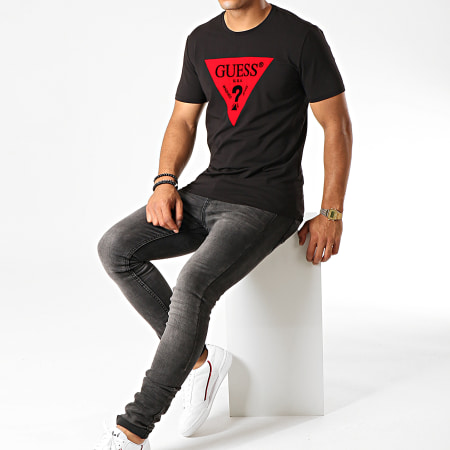 Guess Tee Shirt M94I46 J1300 Noir Rouge Ryses