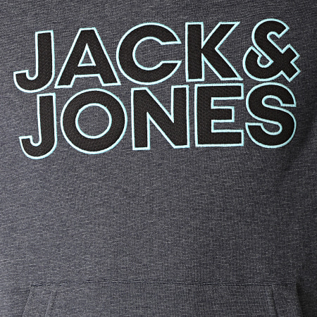 Jack And Jones - Sweat Capuche Base Bleu Marine Chiné Noir Bleu Ciel