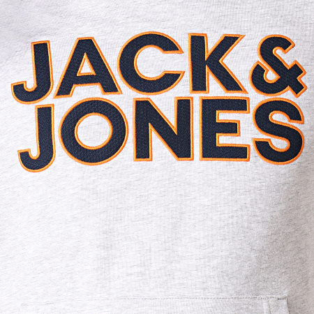 Jack And Jones - Sweat Capuche Base Gris Clair Chiné Bleu Marine Orange