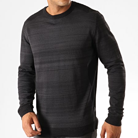 Jack And Jones - Pull Elm A Rayures Gris Anthracite Noir