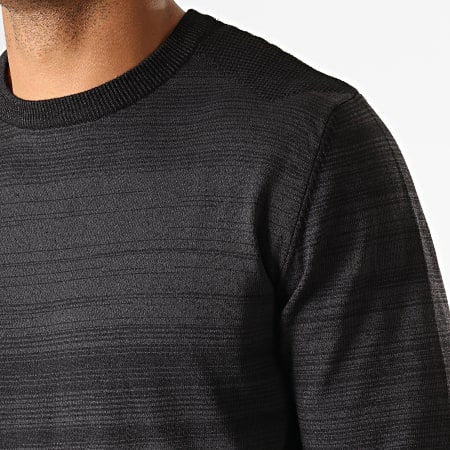 Jack And Jones - Pull Elm A Rayures Gris Anthracite Noir