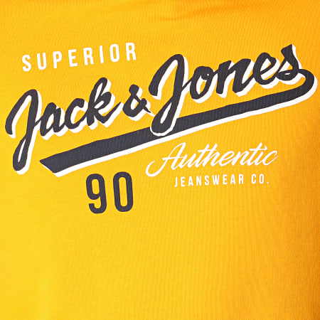 Jack And Jones - Sweat Capuche Logo Jaune Moutarde