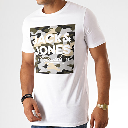 Jack And Jones - Tee Shirt Camouflage Club Blanc