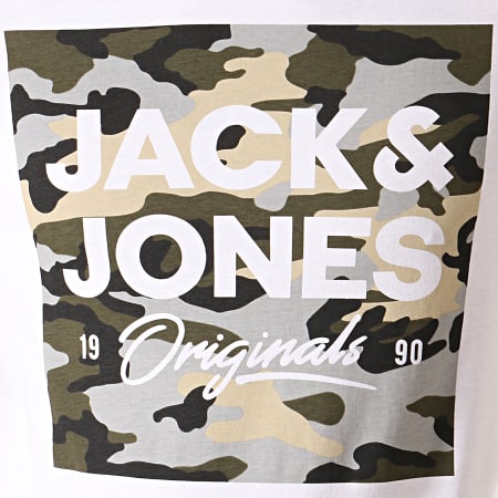 Jack And Jones - Tee Shirt Camouflage Club Blanc
