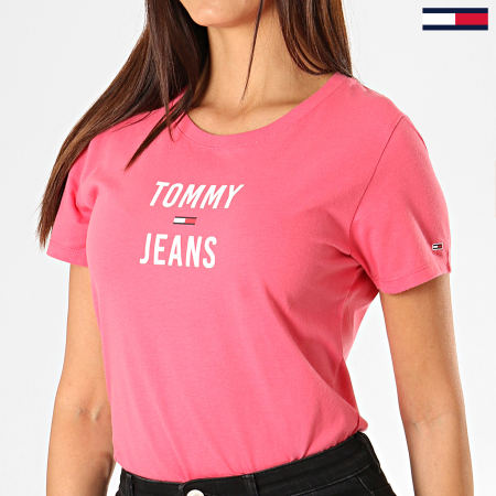 Tommy Jeans - Tee Shirt Femme Square Logo 7155 Rose Fushia