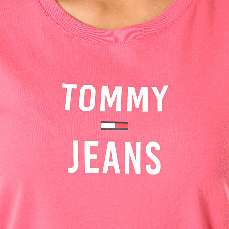 Tommy Jeans - Tee Shirt Femme Square Logo 7155 Rose Fushia
