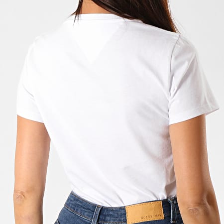 Tommy Jeans - Tee Shirt Femme Square Logo 7155 Blanc