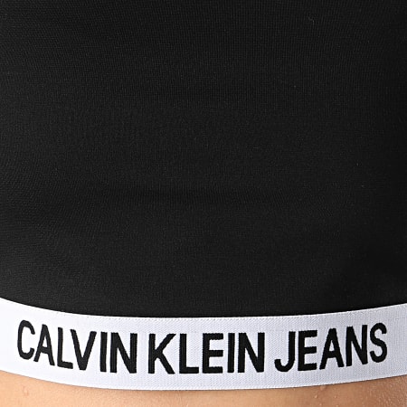 Calvin Klein - Tee Shirt Manches Longues Crop Femme Milano 2174 Noir Blanc