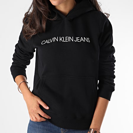 Calvin Klein - Sweat Capuche Femme Institutional 2308 Noir 