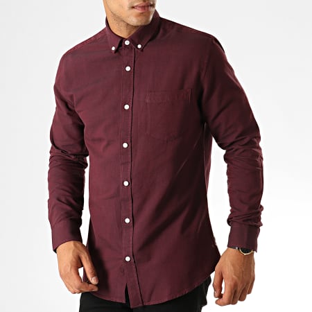 Only And Sons - Chemise Manches Longues Alvaro Bordeaux Chiné