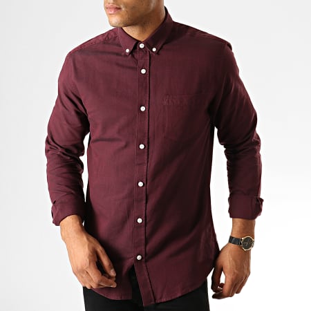 Only And Sons - Chemise Manches Longues Alvaro Bordeaux Chiné