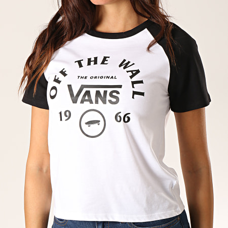 Vans - Tee Shirt Femme Attendance Ringer Raglan A47YAYB21 Blanc Noir