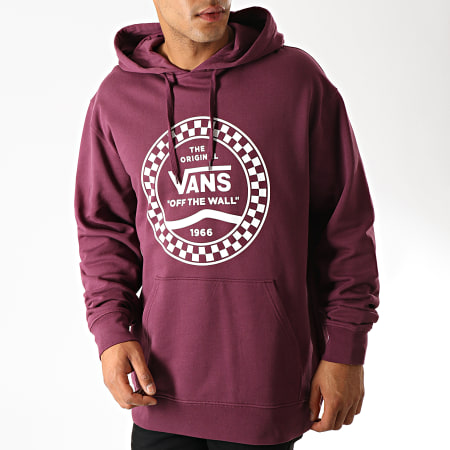 Vans - Sweat Capuche Checkered Side Stripe Front 56Q7D Bordeaux Blanc