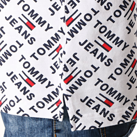 Tommy Jeans - Polo Manches Courtes All Over Print 6945 Blanc