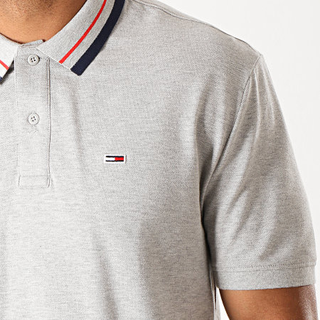 Tommy Jeans - Polo Manches Courtes Classics Tipped Stretch 7195 Gris Chiné