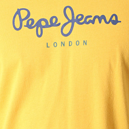 Pepe Jeans - Tee Shirt Col V Eggo V Jaune Moutarde
