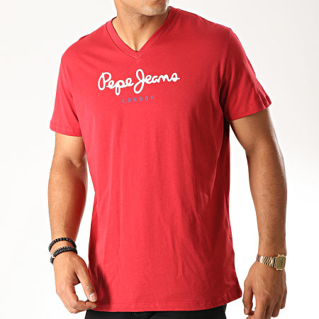 Pepe Jeans - Tee Shirt Col V Eggo V Rouge
