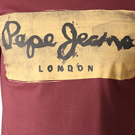 Pepe Jeans - Tee Shirt Slim Charing Bordeaux