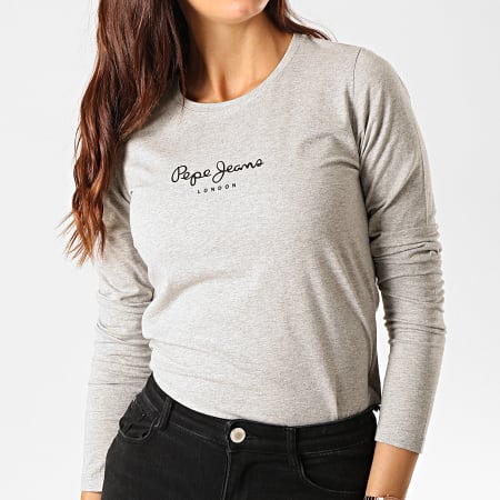 Pepe Jeans - Tee Shirt Manches Longues Femme New Virginia Gris Chiné