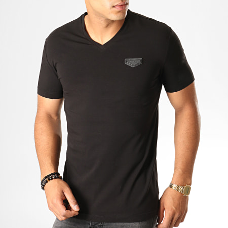 Antony Morato - Tee Shirt Col V Logo Basic MMKS01423 Noir
