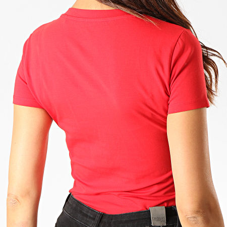 Guess - Tee Shirt Femme Col V Avec Strass W94I65-K7DE0 Rouge Doré