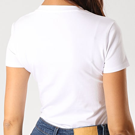 Guess - Tee Shirt Femme Col V Avec Strass W94I65-K7DE0 Blanc Doré